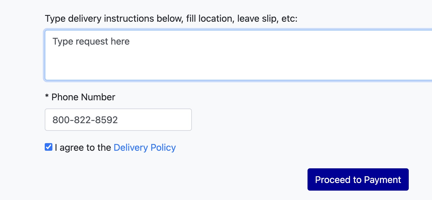 8c Online Delivery Policy Checkmark